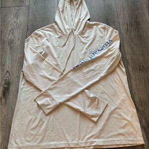 Men's Cream Performance Hooded Long Sleeve Shirt